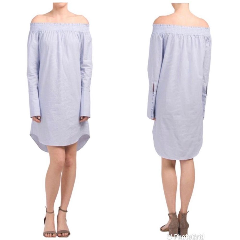 Derek Lam 10 Crosby Off the Shoulder Poplin Shift Dress